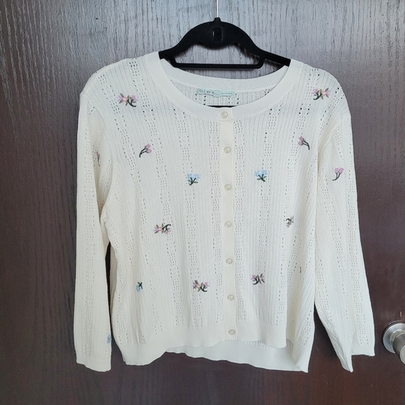 COPY - Vintage cleo | pointelle floral embroidered cardigan - Picture 6 of 6